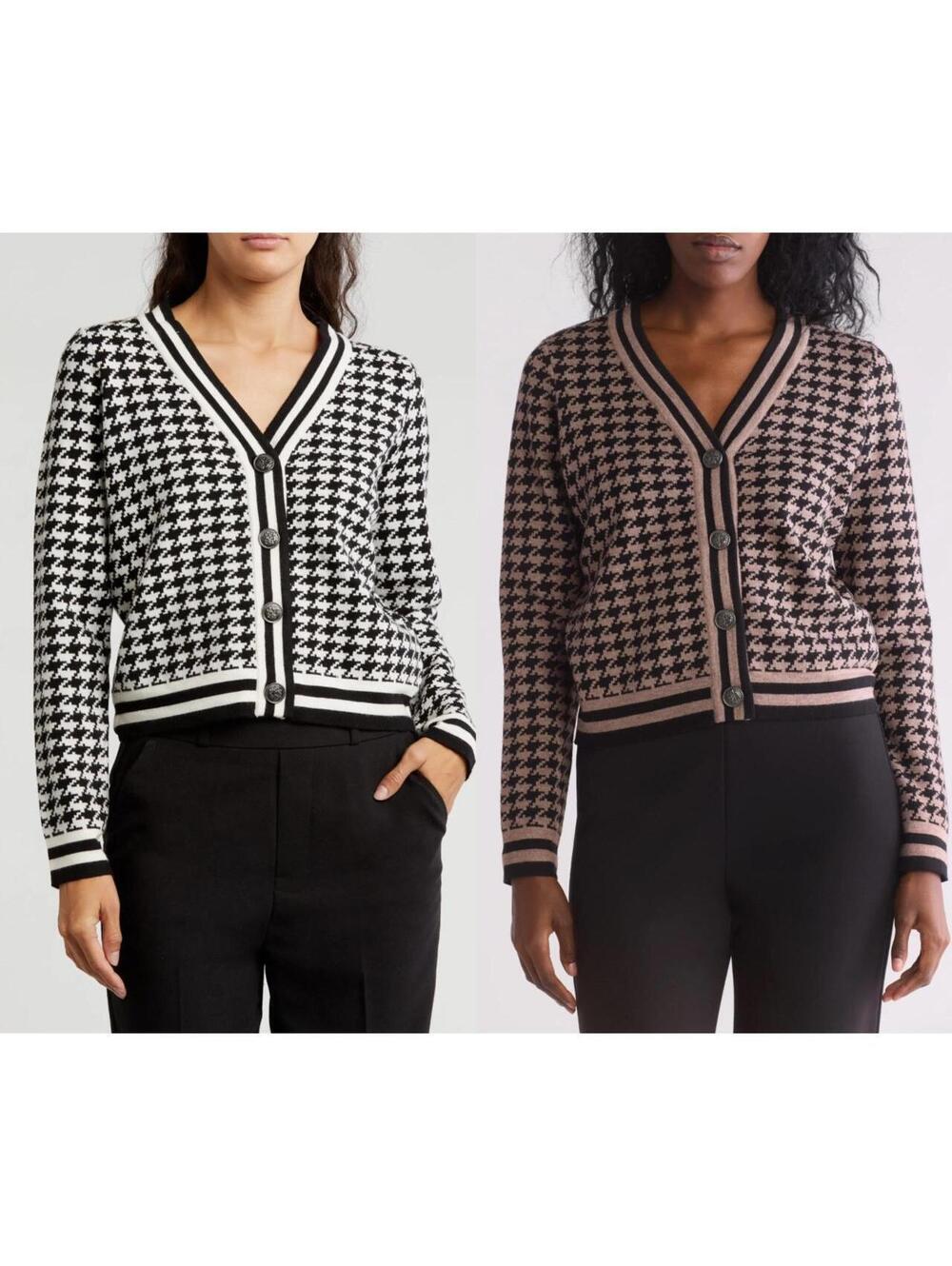Devotion by CYRUS Houndstooth Cardigan Sweater